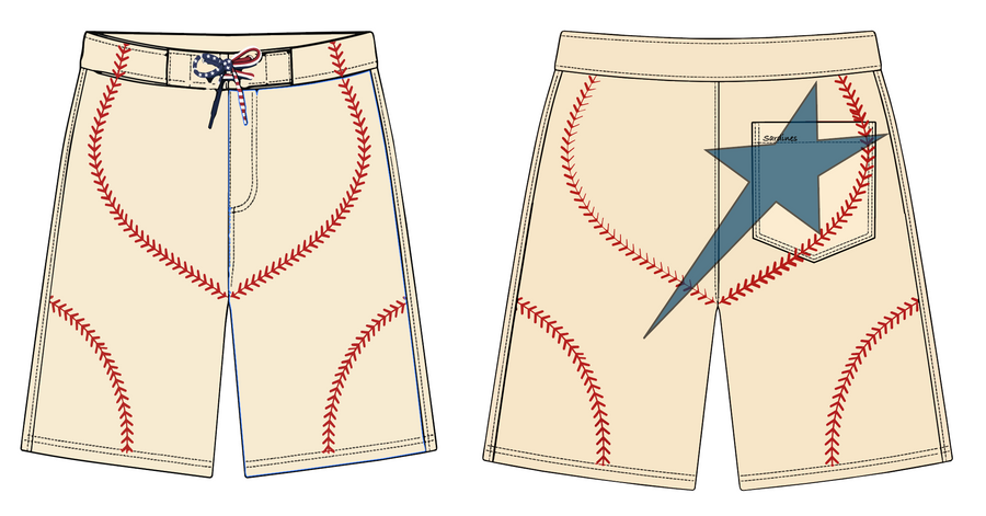HOMERUN board short — front and back flat.