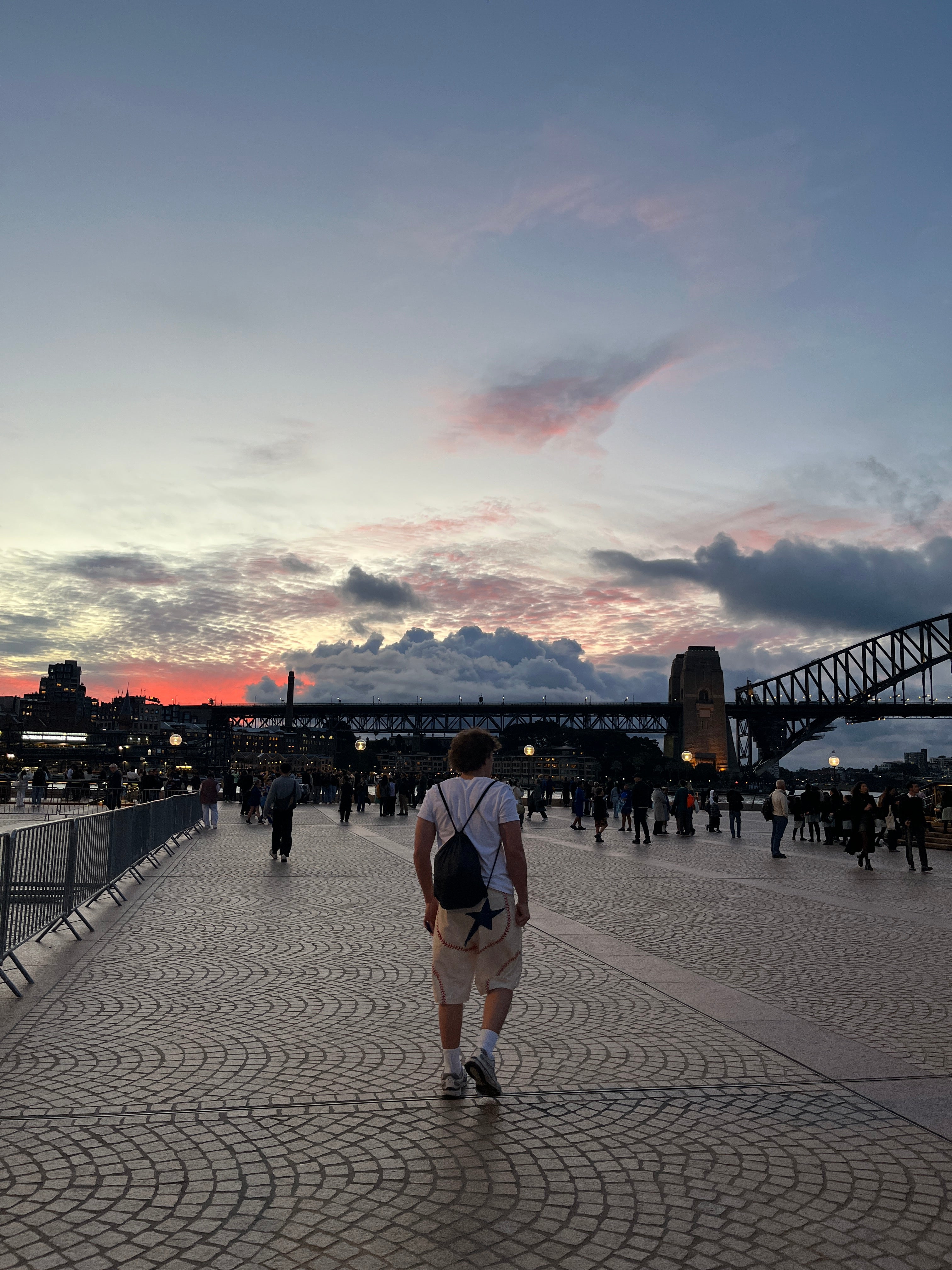 Walking through Sydney in HOMERUN board shorts