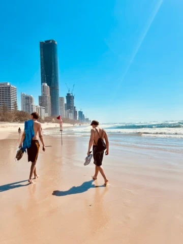 Walking along a Gold Coast beach