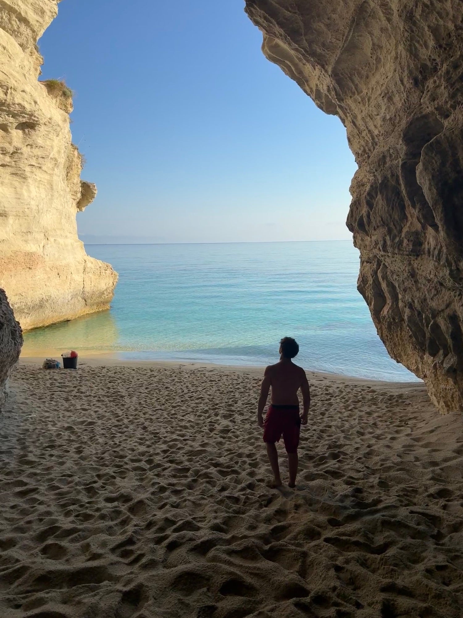 Looking out to sea from a beach cave
